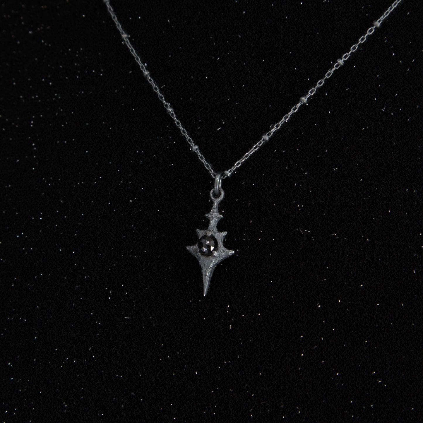 Eldritch Pendant - Rose Cut Onyx - 18 inches- Ready to Ship