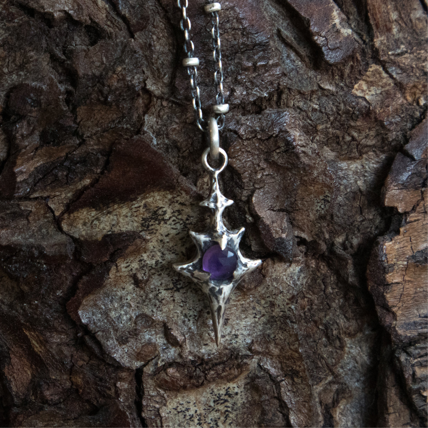 Eldritch Pendant - Amethyst Rose Cut - 20 inches- Ready to Ship