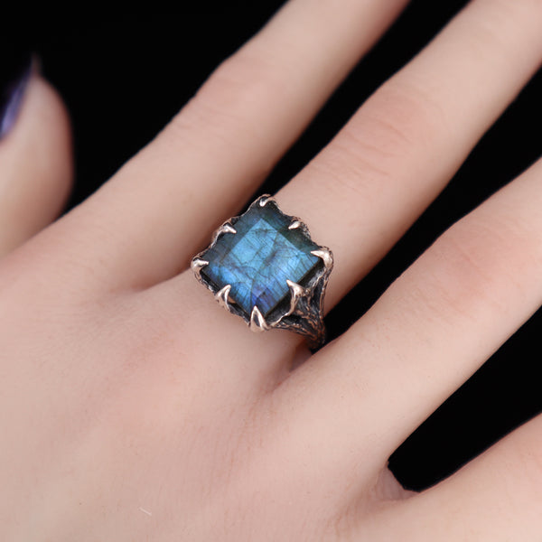 The Dark Embrace Ring (Labradorite and Purple Labradorite version)