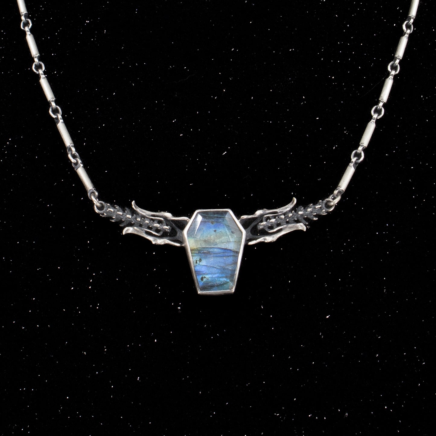 Cursed Burial Ground Necklace - OOAK - Labradorite Coffin - Ready to Ship