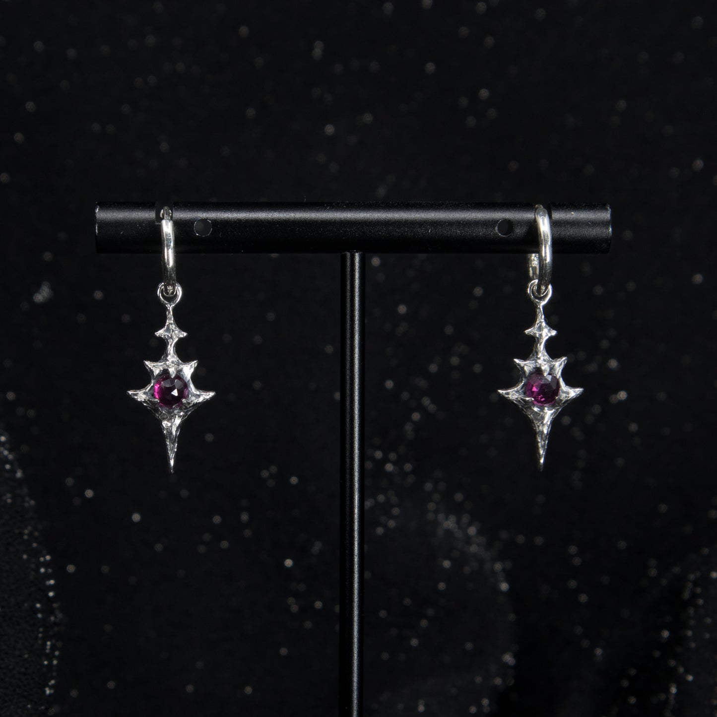 Eldritch Hoop Earrings - Rhodolite Garnet - Ready to ship