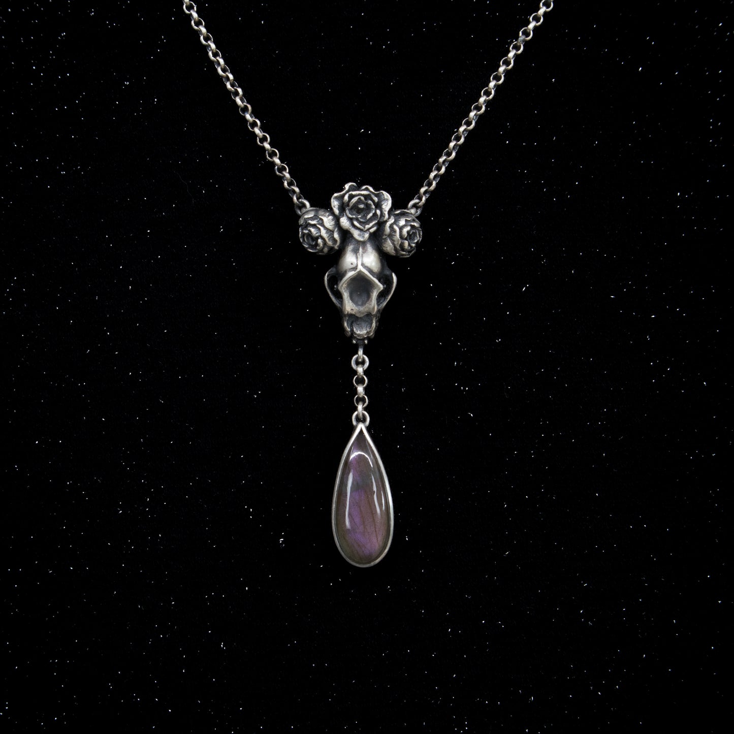 Grand High Witch Necklace - OOAK - Purple Labradorite 16-18 inch adjustable - Ready to Ship