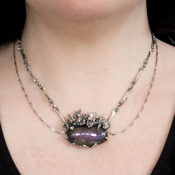 Secret Garden Necklace - Algiz and Sowilo - OOAK - Purple Labradorite