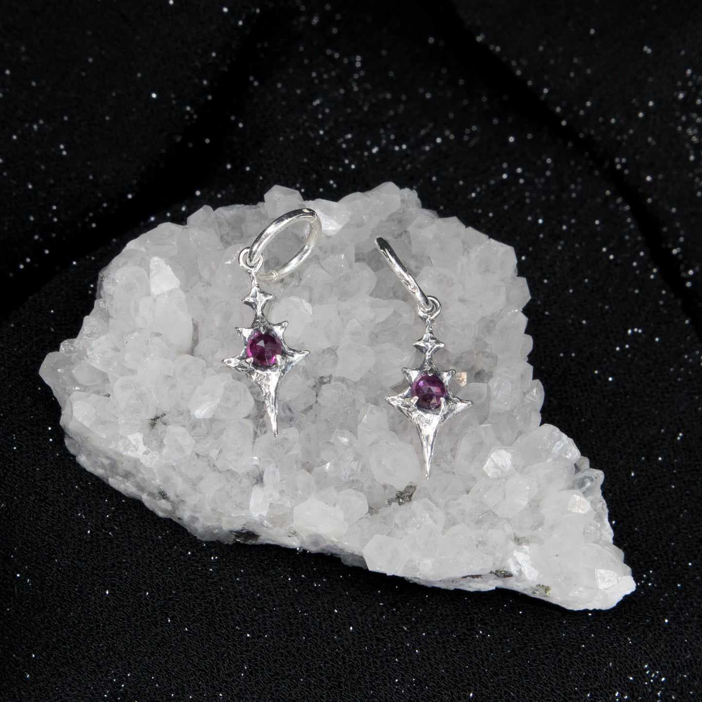 Eldritch Hoop Earrings - Rhodolite Garnet - Ready to ship