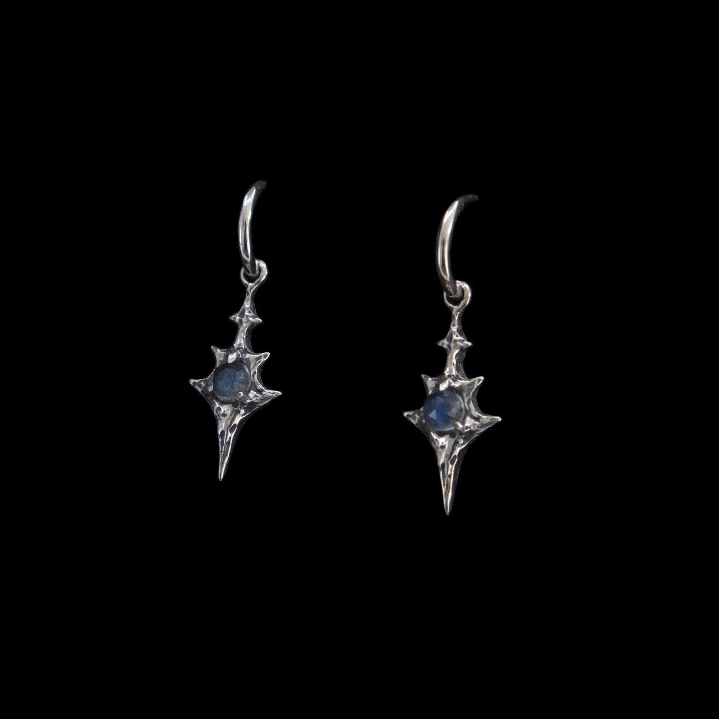 Eldritch Hoop Earrings - Rose Cut Labradorite - Ready to ship