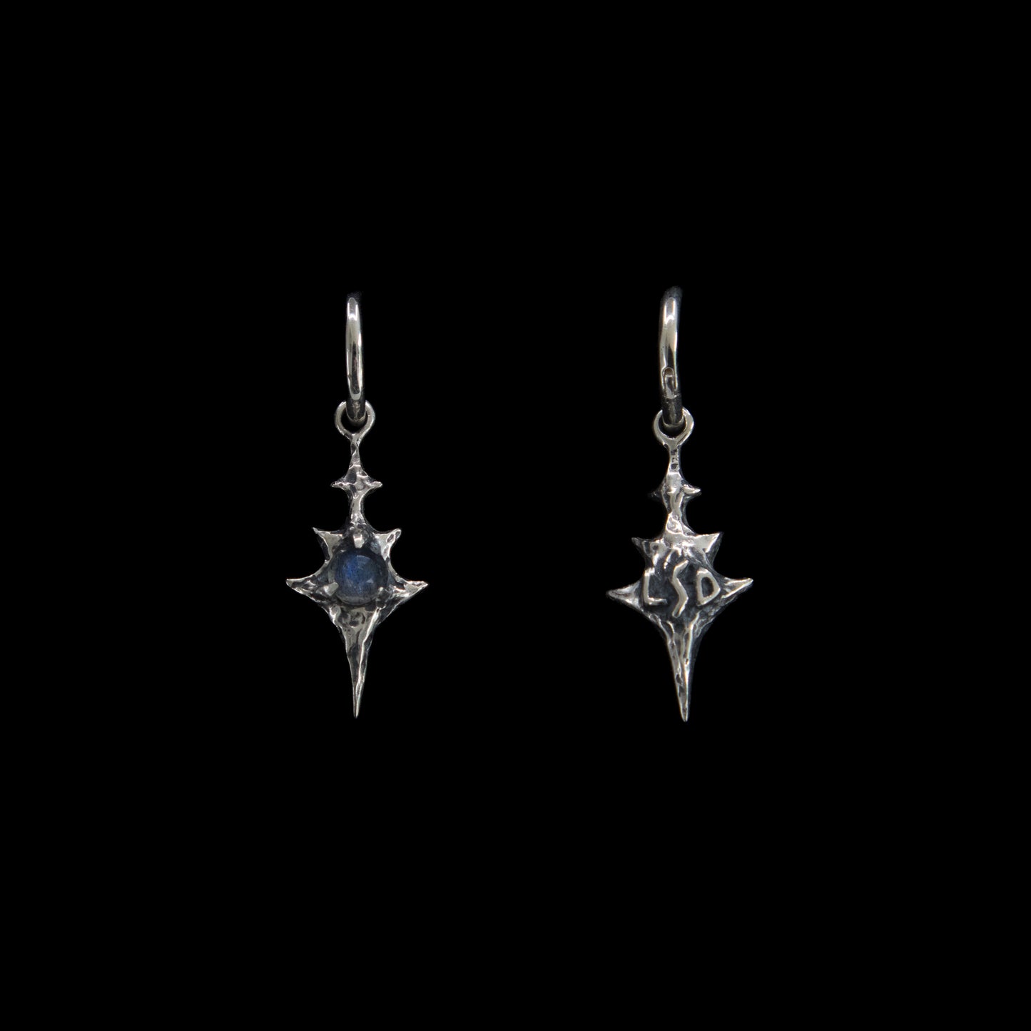 Eldritch Hoop Earrings - Rose Cut Labradorite - Ready to ship