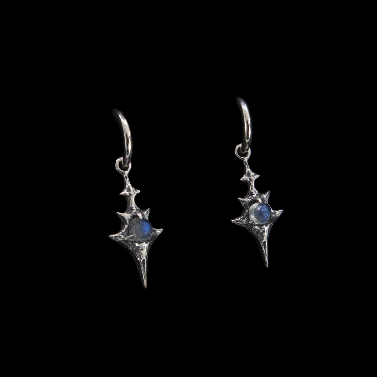 Eldritch Hoop Earrings - Rose Cut Labradorite - Ready to ship