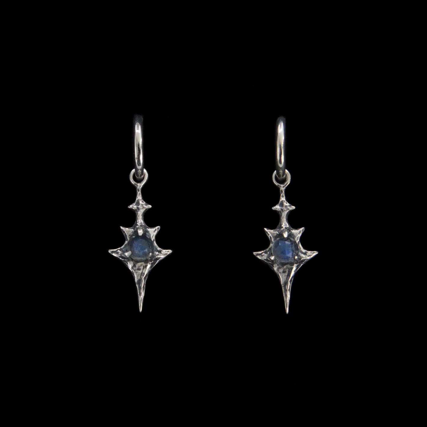 Eldritch Hoop Earrings - Rose Cut Labradorite - Ready to ship
