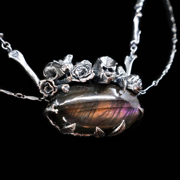 Secret Garden Necklace - Algiz and Sowilo - OOAK - Purple Labradorite