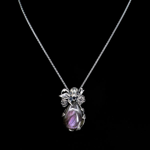 Secret Garden Pendant - Mannaz - OOAK - Purple Labradorite