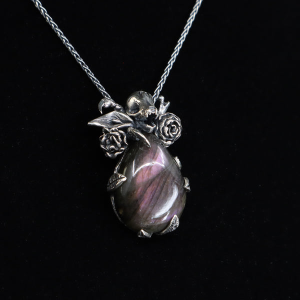 Secret Garden Pendant - Mannaz - OOAK - Purple Labradorite