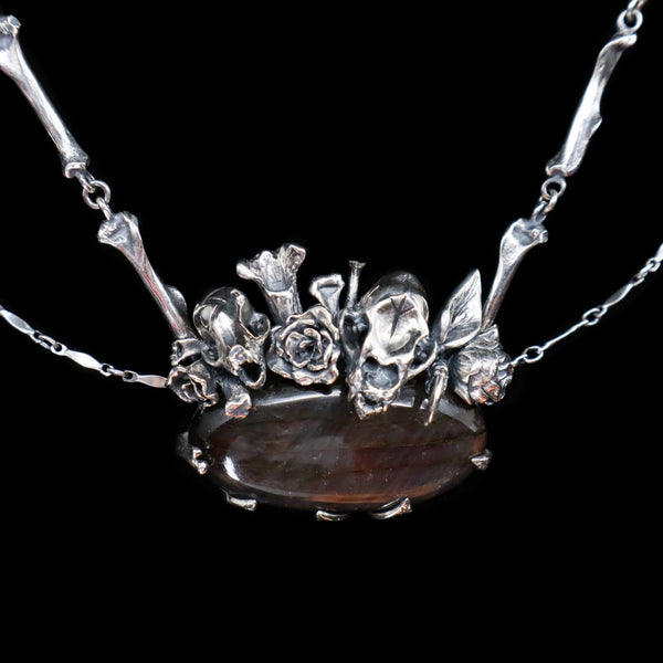 Secret Garden Necklace - Algiz and Sowilo - OOAK - Purple Labradorite