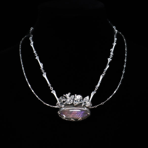 Secret Garden Necklace - Algiz and Sowilo - OOAK - Purple Labradorite