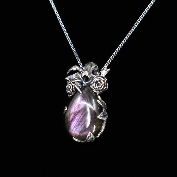 Secret Garden Pendant - Mannaz - OOAK - Purple Labradorite