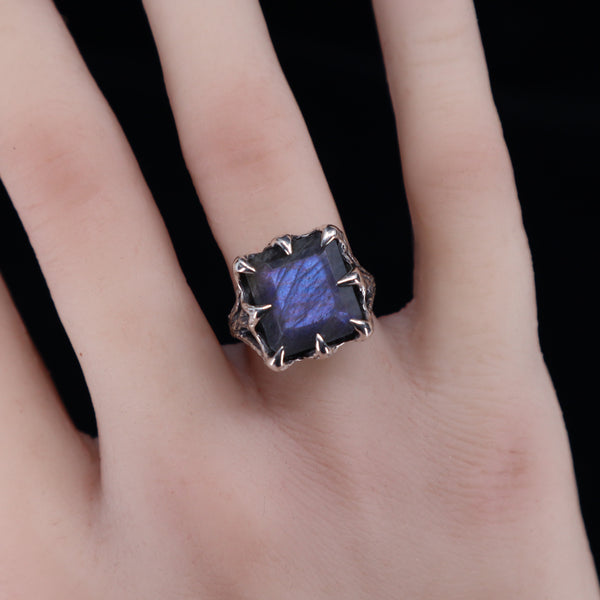 The Dark Embrace Ring (Labradorite and Purple Labradorite version)
