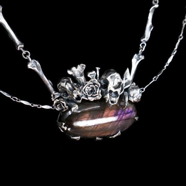 Secret Garden Necklace - Algiz and Sowilo - OOAK - Purple Labradorite