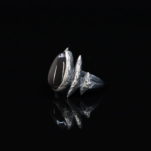Lestat Ring - Grey Moonstone - Size 8 - Ready to ship