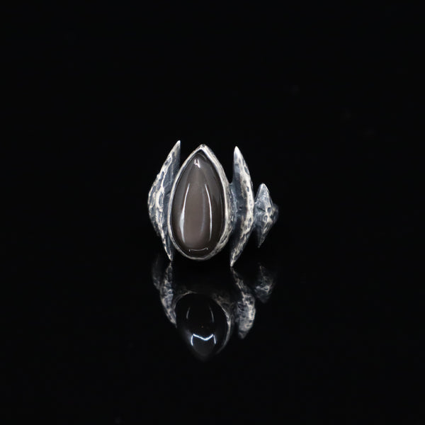 Lestat Ring - Grey Moonstone - Size 8 - Ready to ship