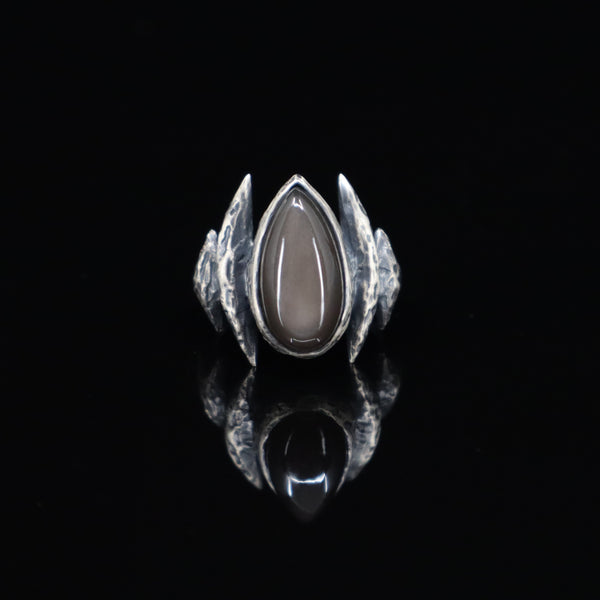 Lestat Ring - Grey Moonstone - Size 8 - Ready to ship
