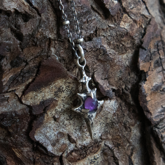 Eldritch Pendant - Amethyst Rose Cut - 20 inches- Ready to Ship