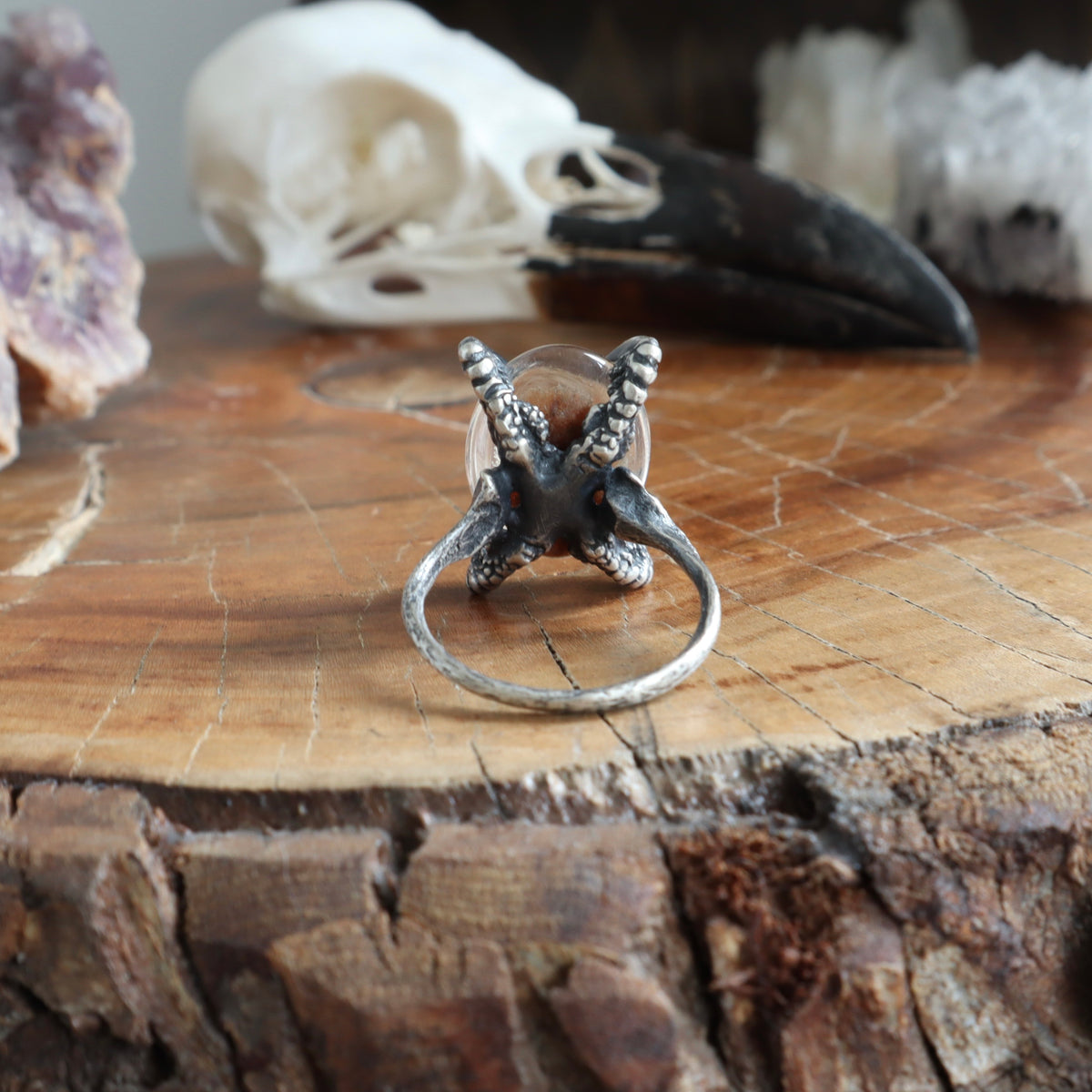 Lunarscape Lodolite Bone Ring - Size 8.5 - OOAK