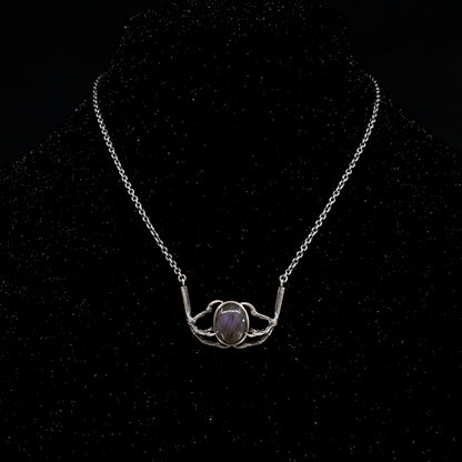 Nocturne Necklace - OOAK - Purple Labradorite and Sparrow Claws - 18 inches - Ready to Ship