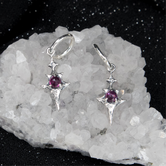 Eldritch Hoop Earrings - Rhodolite Garnet - Ready to ship