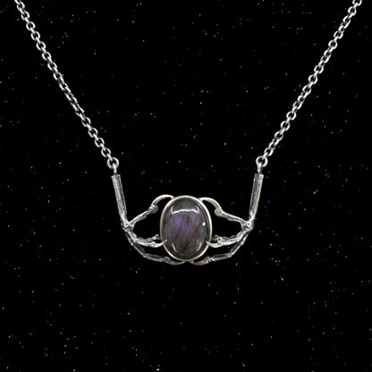 Nocturne Necklace - OOAK - Purple Labradorite and Sparrow Claws - 18 inches - Ready to Ship