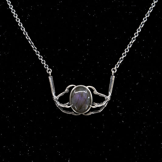 Nocturne Necklace - OOAK - Purple Labradorite and Sparrow Claws - 18 inches - Ready to Ship