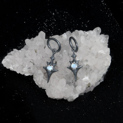 Eldritch Hoop Earrings - Rainbow Moonstone - Ready to ship
