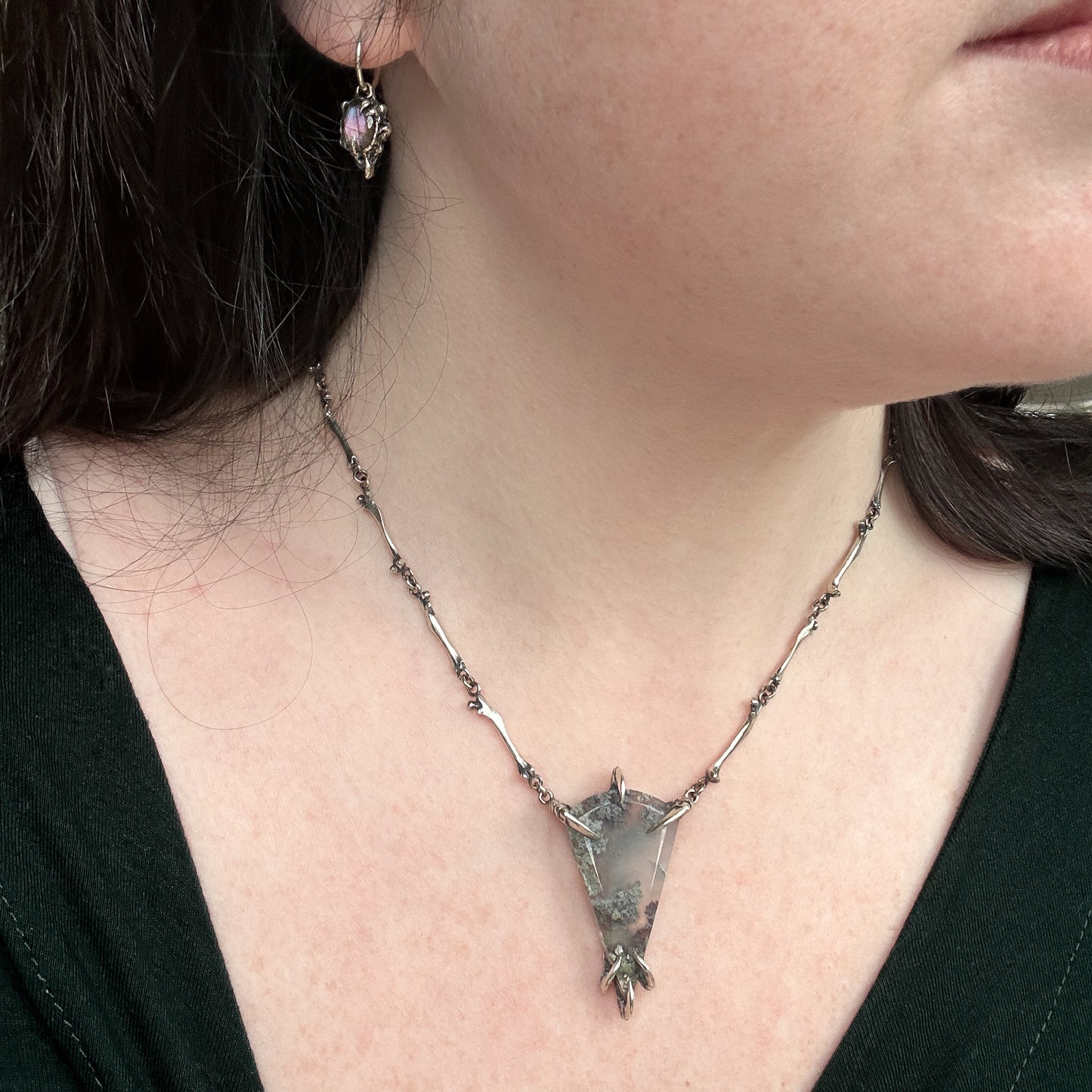 Burial Ground Necklace - Purple Moss Agate - OOAK