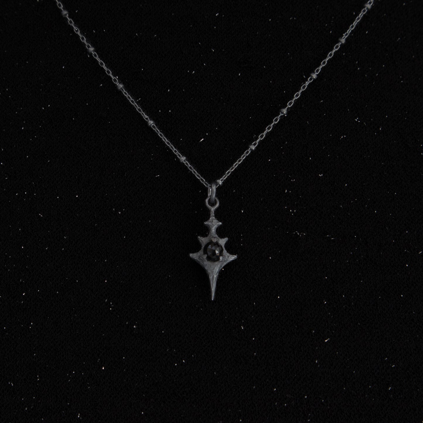 Eldritch Pendant - Rose Cut Onyx - 18 inches- Ready to Ship