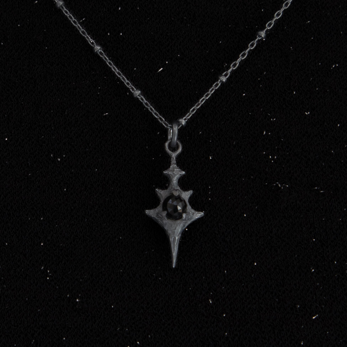 Eldritch Pendant - Rose Cut Onyx - 18 inches- Ready to Ship