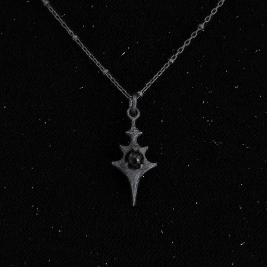 Eldritch Pendant - Rose Cut Onyx - 18 inches- Ready to Ship