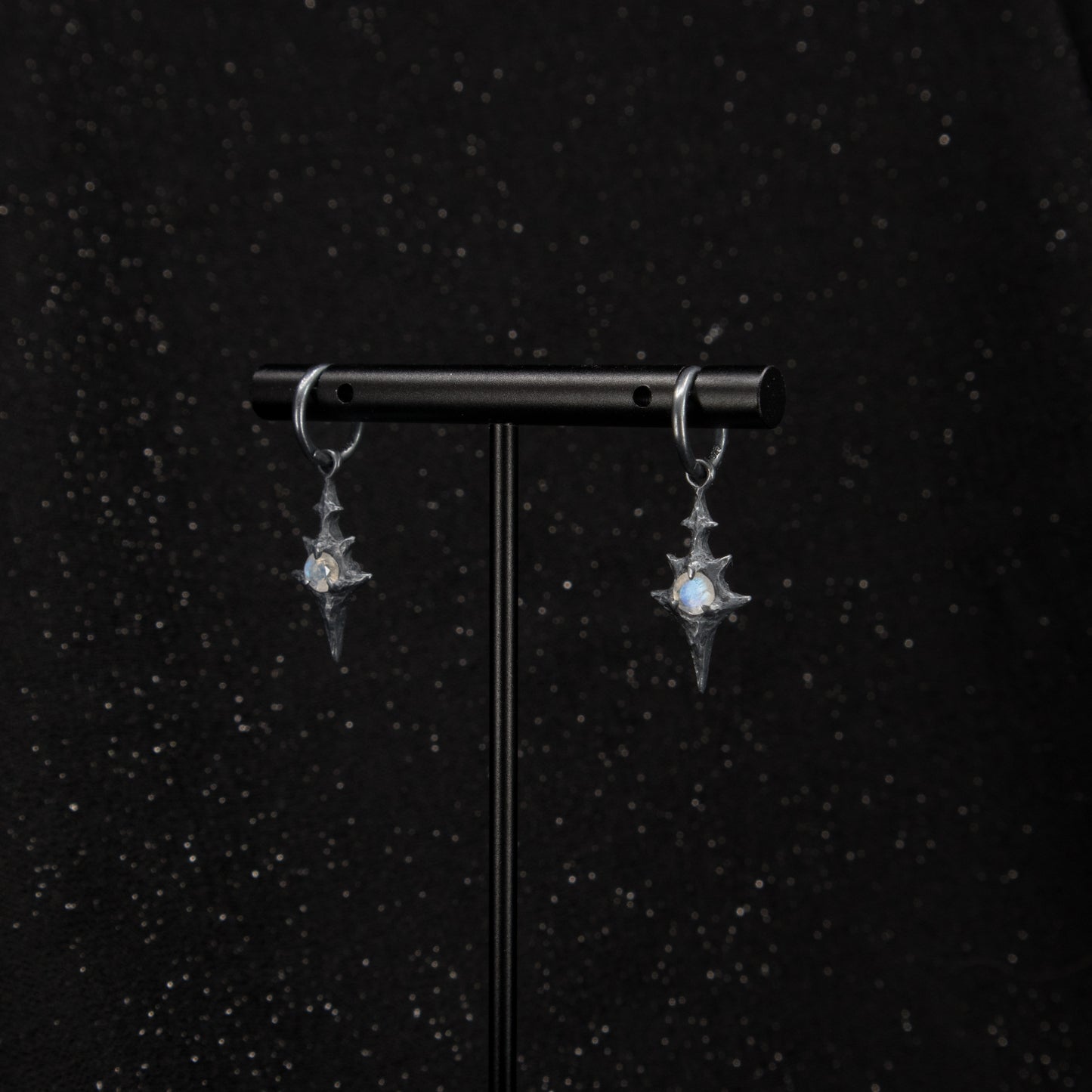 Eldritch Hoop Earrings - Rainbow Moonstone - Ready to ship