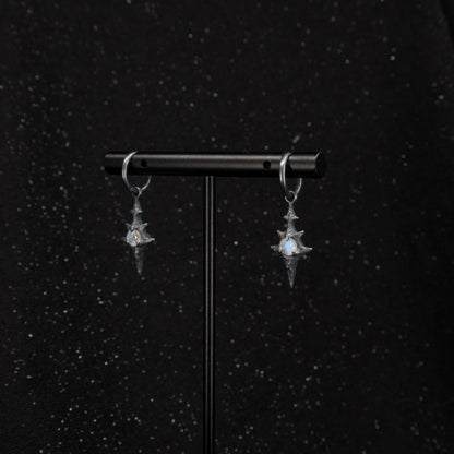 Eldritch Hoop Earrings - Rainbow Moonstone - Ready to ship