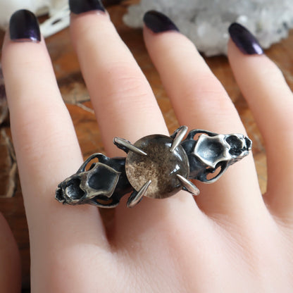 Lunarscape Bat Ring with Lodolite - Size 8.5 - OOAK