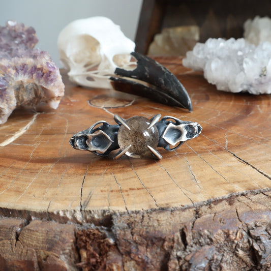 Lunarscape Bat Ring with Lodolite - Size 8.5 - OOAK
