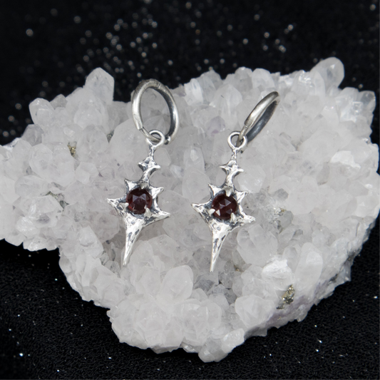 Eldritch Hoop Earrings - Garnet - Ready to ship