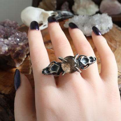 Lunarscape Bat Ring with Lodolite - Size 8.5 - OOAK