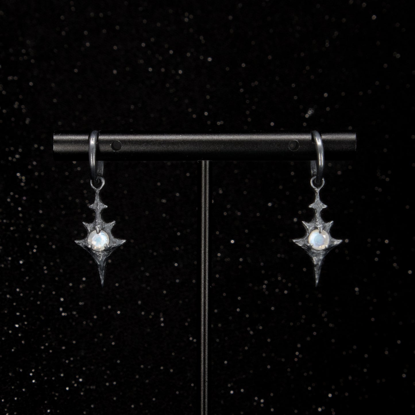 Eldritch Hoop Earrings - Rainbow Moonstone - Ready to ship
