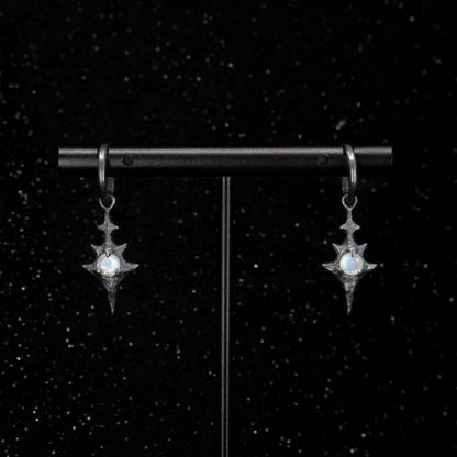 Eldritch Hoop Earrings - Rainbow Moonstone - Ready to ship