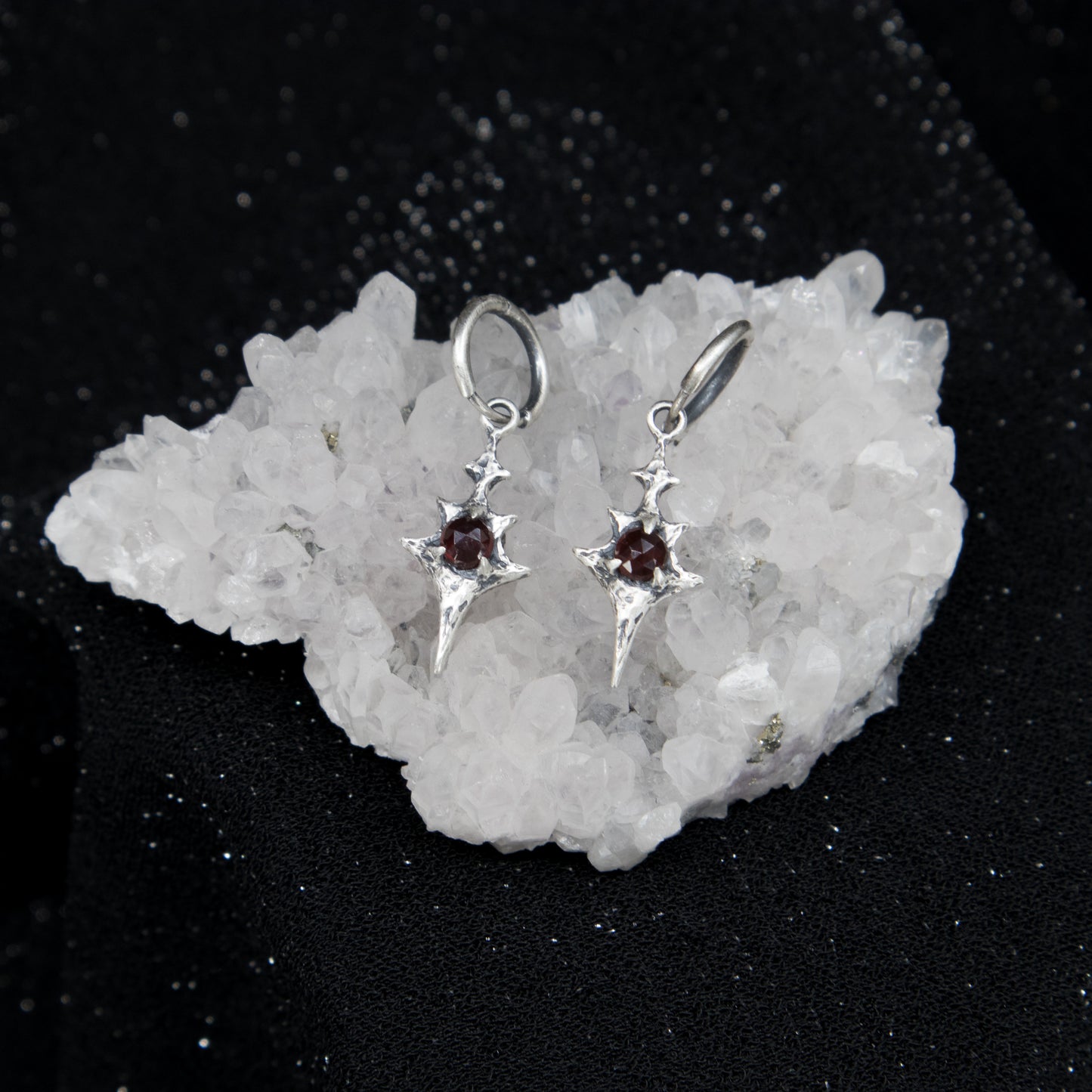 Eldritch Hoop Earrings - Garnet - Ready to ship
