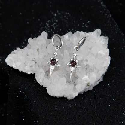 Eldritch Hoop Earrings - Garnet - Ready to ship