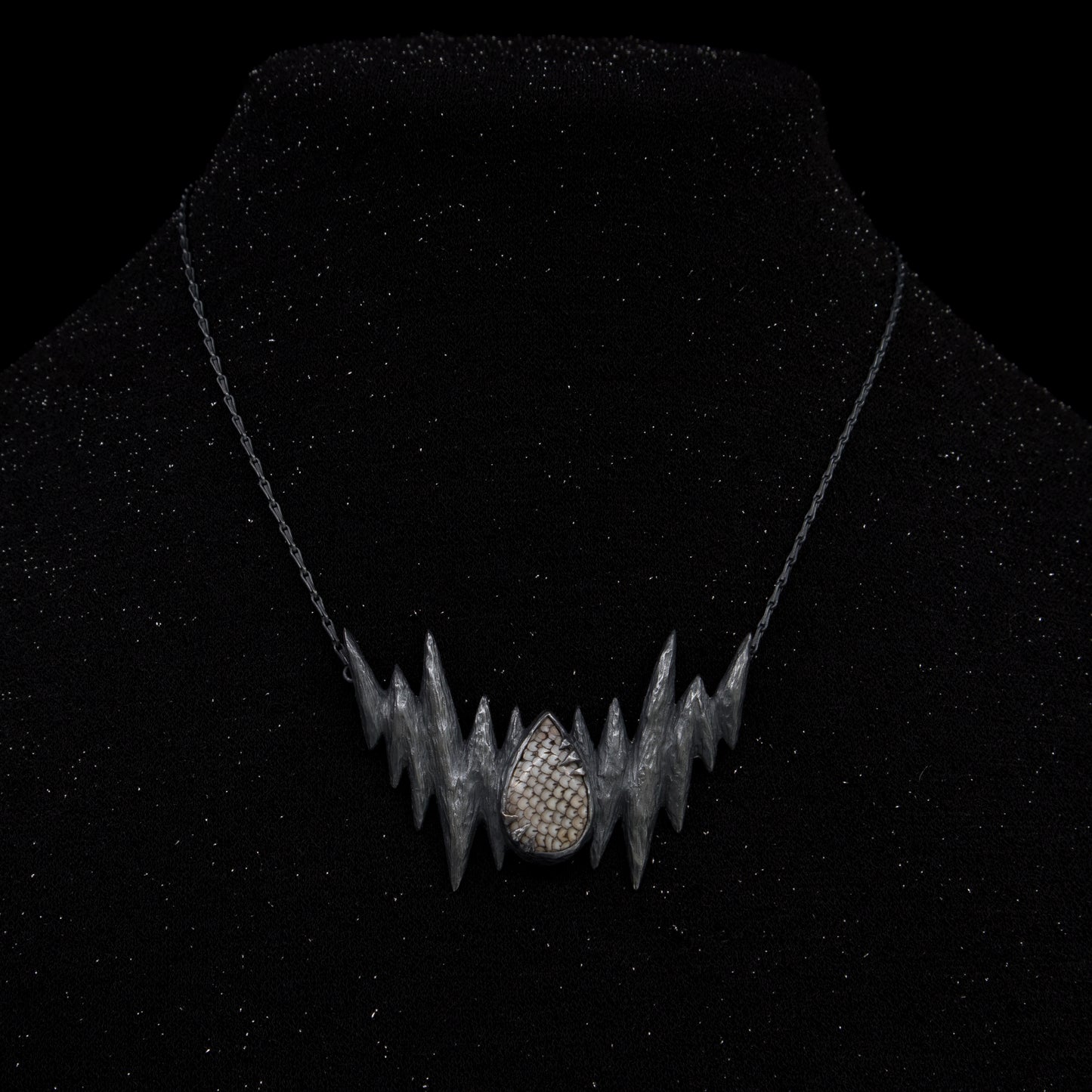 Orlok’s Shadow Necklace - Fossilised Snakeskin Wrasse  - OOAK