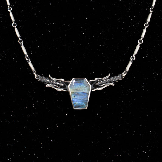 Cursed Burial Ground Necklace - OOAK - Labradorite Coffin - Ready to Ship
