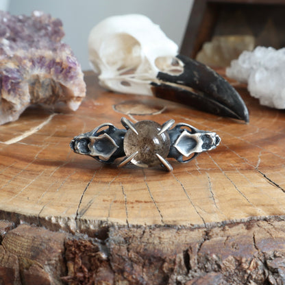 Lunarscape Bat Ring with Lodolite - Size 8.5 - OOAK