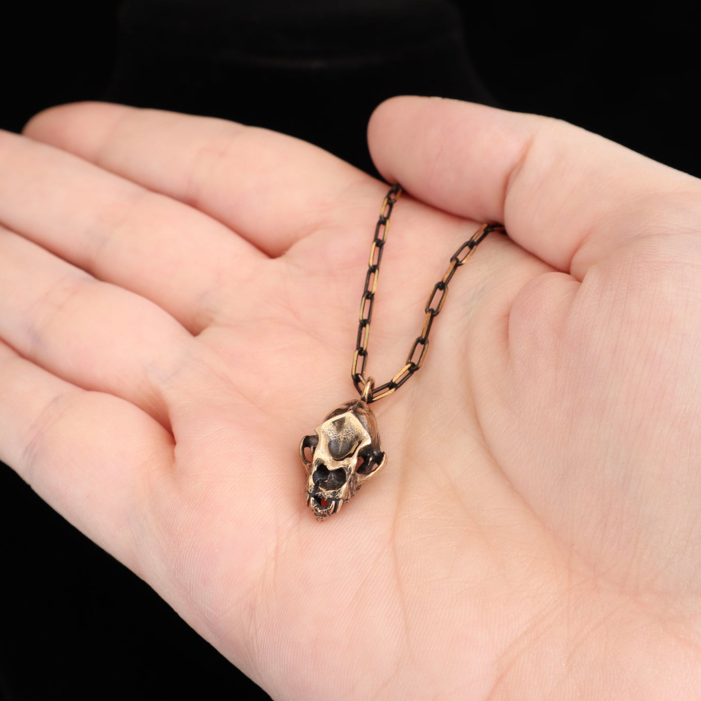 Bat Skull Pendant - 20 inches - Bronze - Ready to Ship