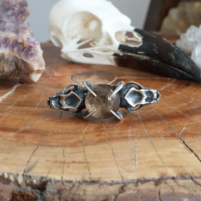 Lunarscape Bat Ring with Lodolite - Size 8.5 - OOAK