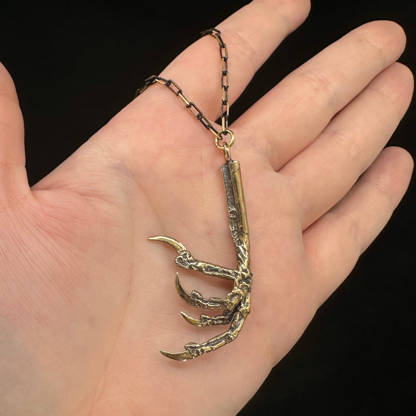 Crow Claw Pendant - 22 inches - Bronze - Ready to Ship